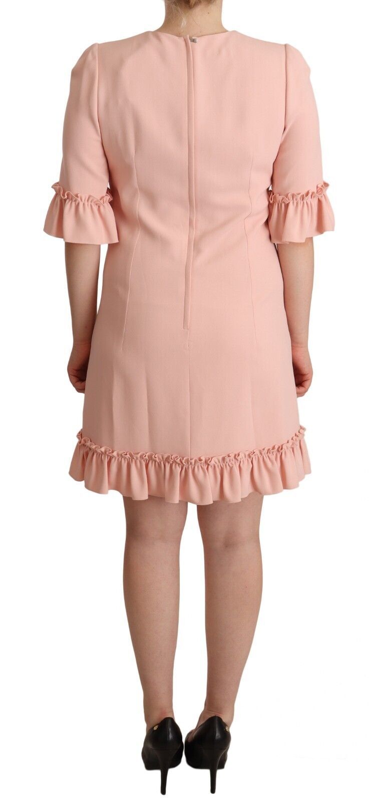 Dolce & Gabbana Pink Ruffled Sleeves Viscose Sheath Dress Dolce & Gabbana
