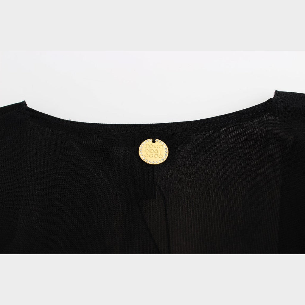 Roccobarocco Black Embellished Jersey Mini Sheath Short Dress