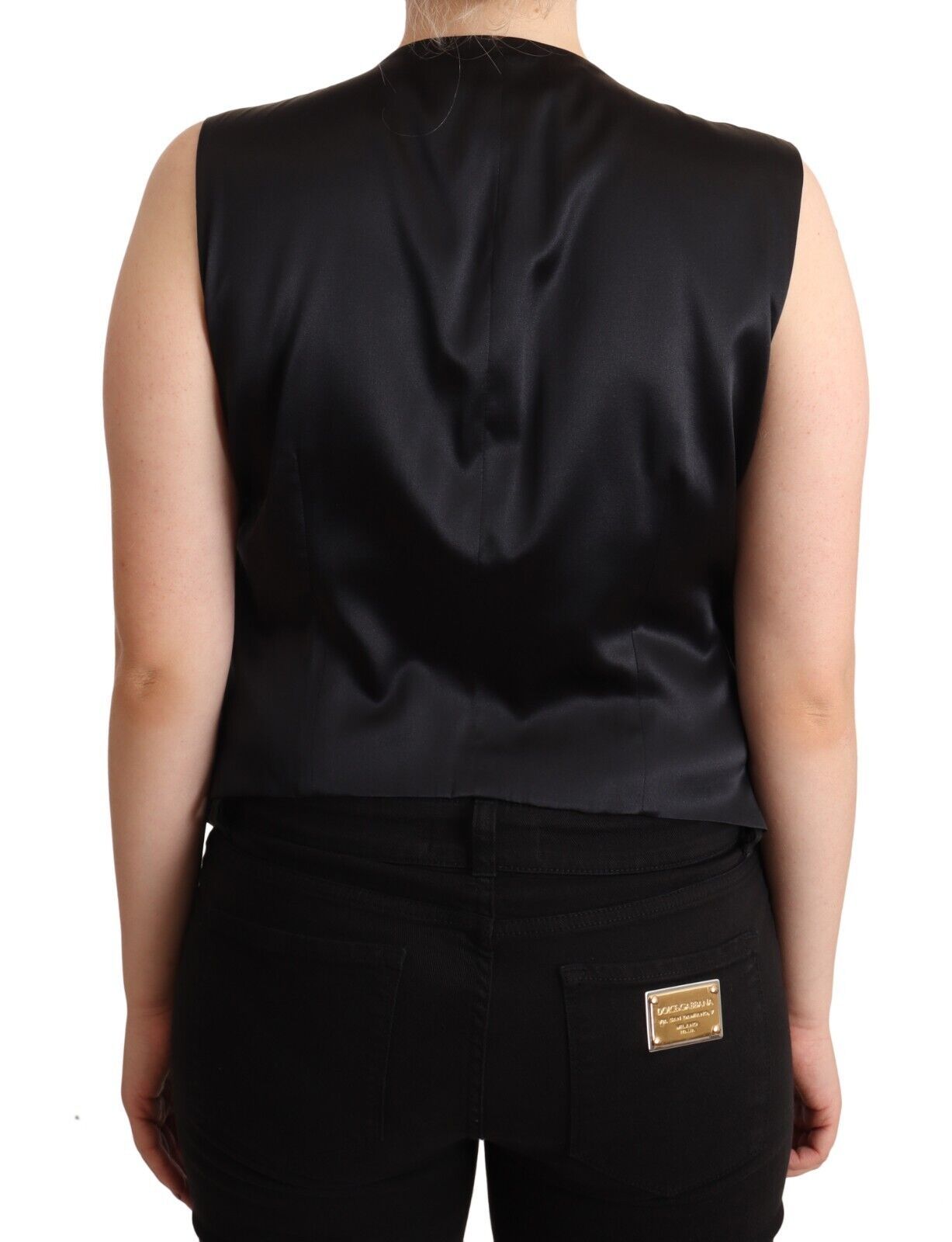 Dolce & Gabbana Black Button Down Sleeveless Vest Waiscoat Top Dolce & Gabbana
