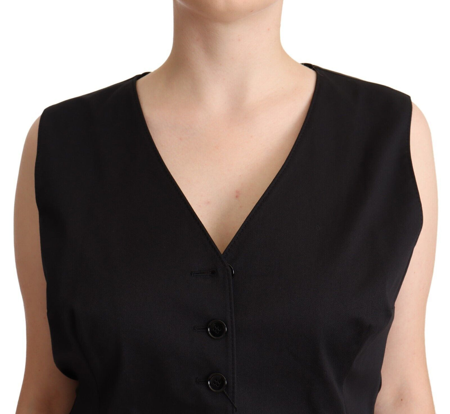 Dolce & Gabbana Black Button Down Sleeveless Vest Waiscoat Top Dolce & Gabbana