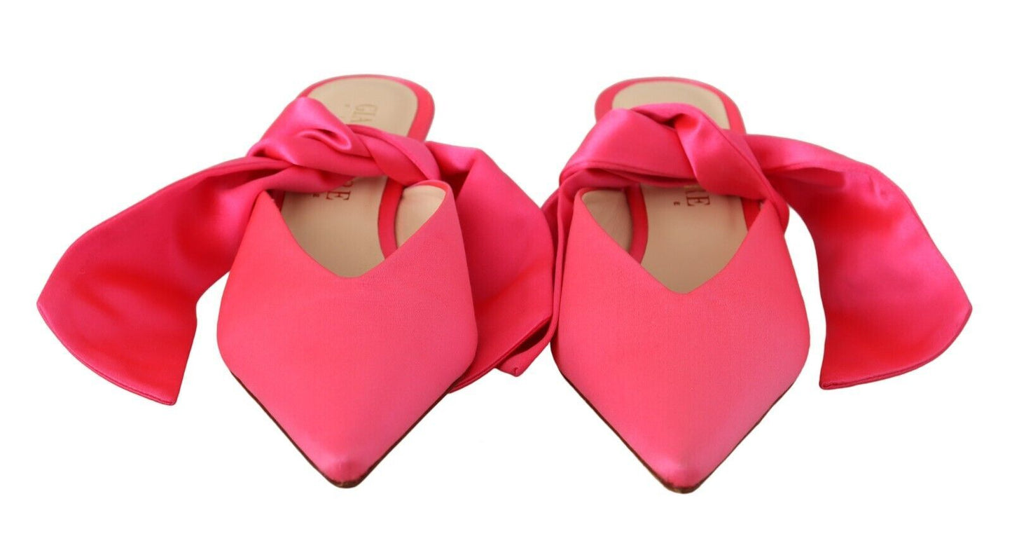 GIA COUTURE Pink Leather Lace Up Kitten Heels Pumps Shoes GIA COUTURE