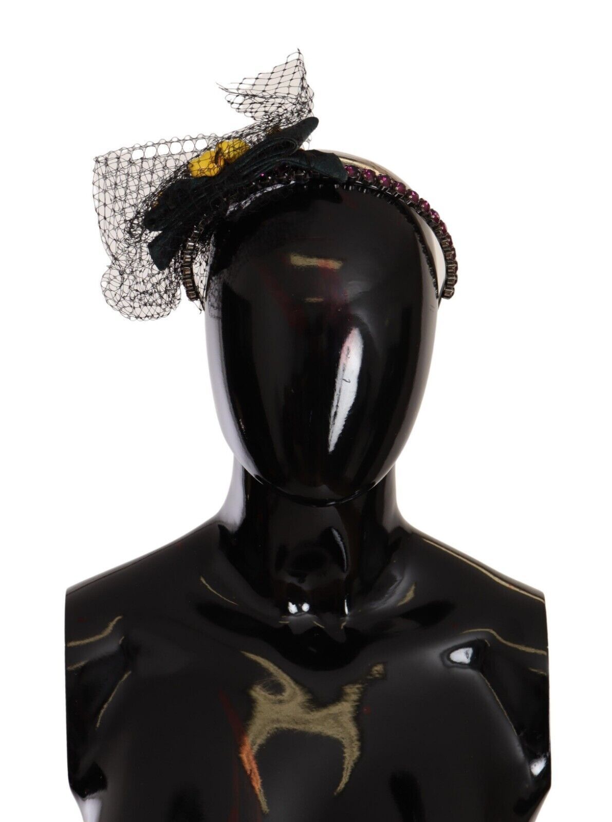 Dolce & Gabbana Silver Tiara Crystals Fruits Black Mesh Diadem Headband Dolce & Gabbana