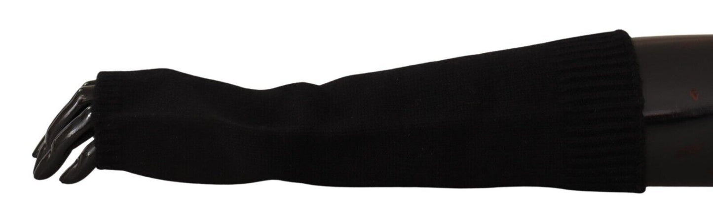 Dolce & Gabbana Black Knitted Fingerless Elbow Length Gloves Dolce & Gabbana