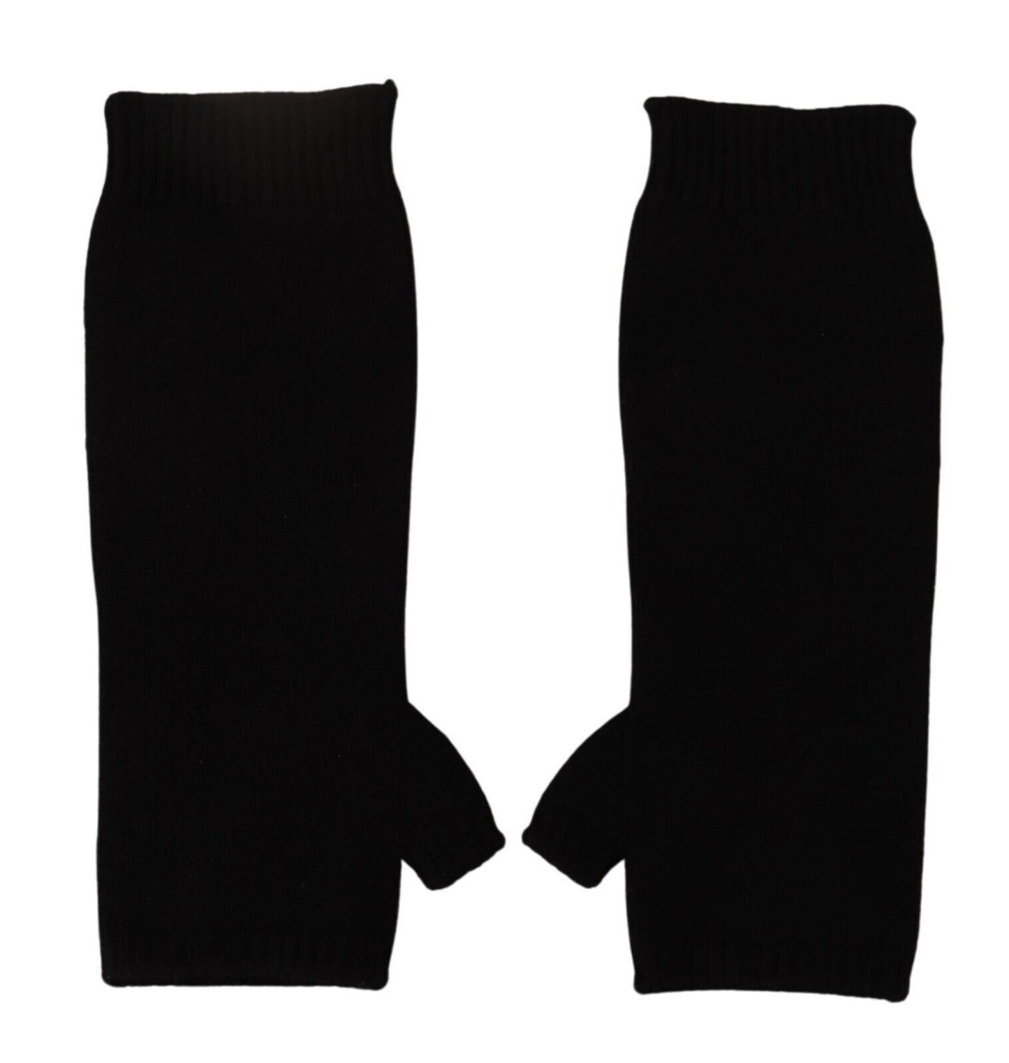Dolce & Gabbana Black Knitted Fingerless Elbow Length Gloves Dolce & Gabbana