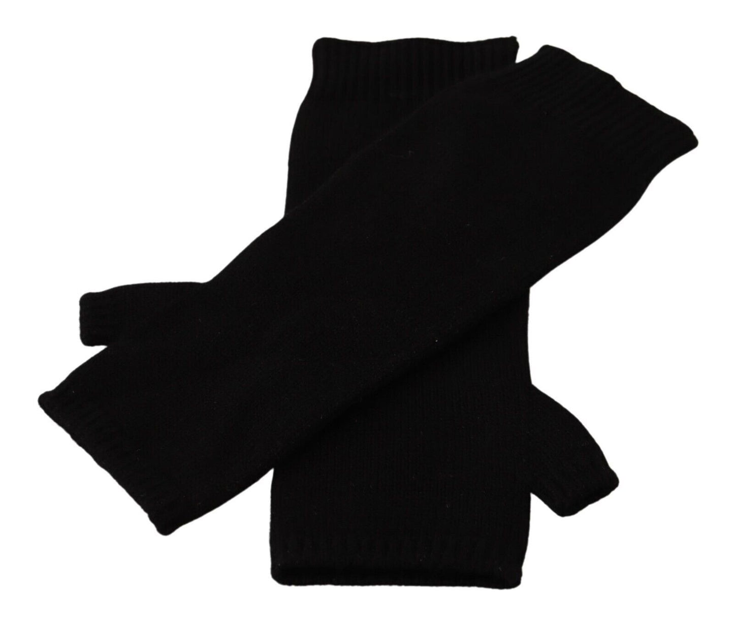 Dolce & Gabbana Black Knitted Fingerless Elbow Length Gloves Dolce & Gabbana