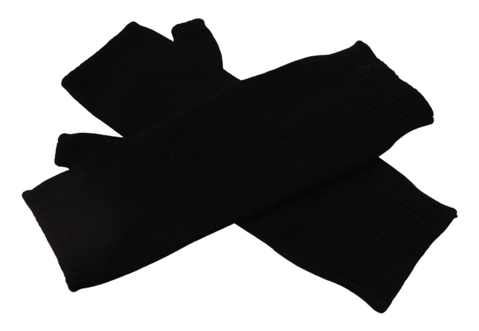 Dolce & Gabbana Black Knitted Fingerless Elbow Length Gloves Dolce & Gabbana