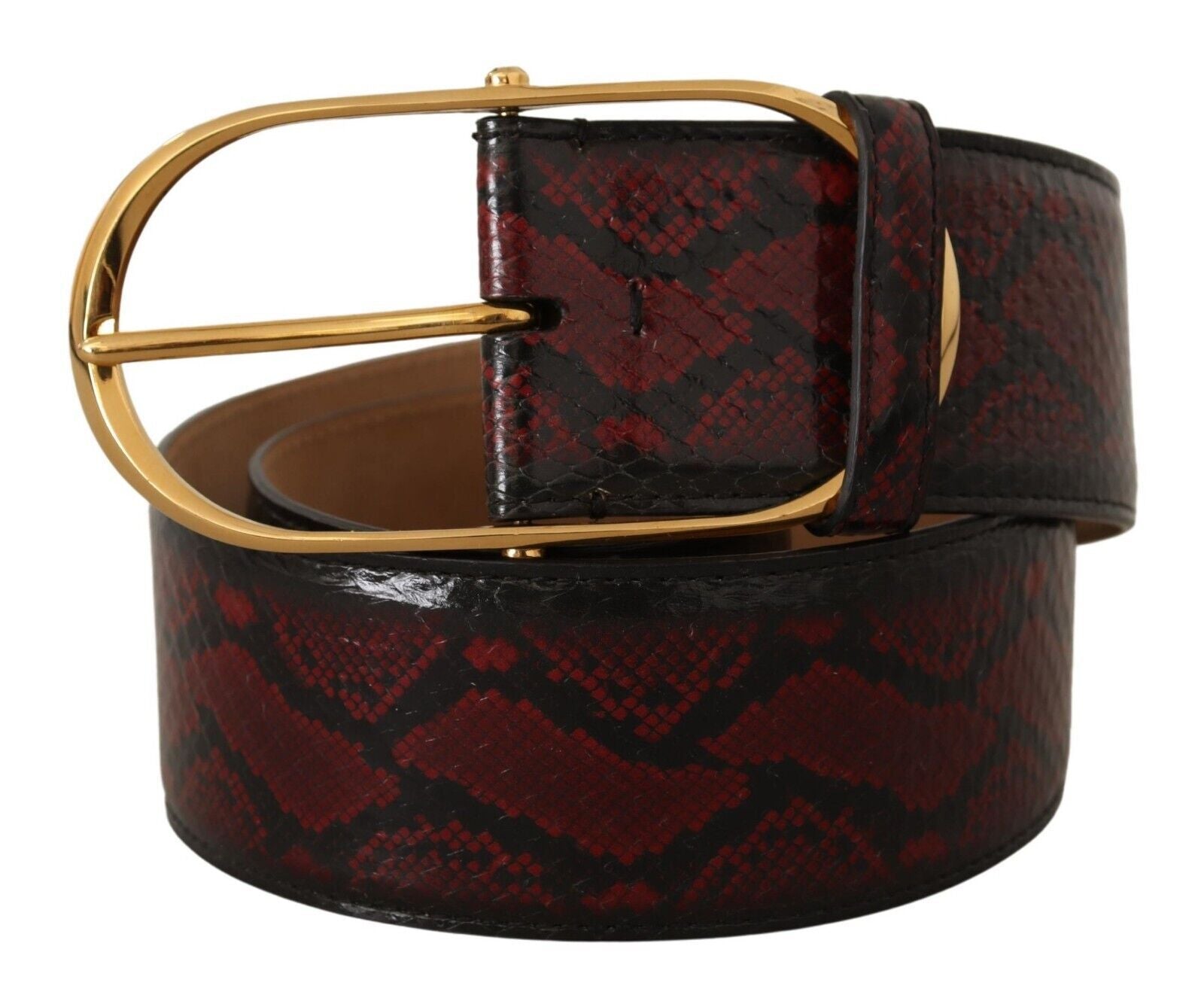 Dolce & Gabbana Red Exotic Leather Gold Oval Buckle Belt Dolce & Gabbana