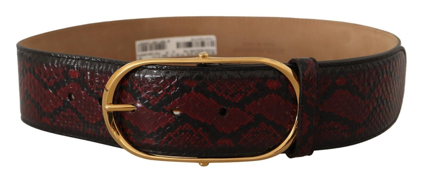 Dolce & Gabbana Red Exotic Leather Gold Oval Buckle Belt Dolce & Gabbana