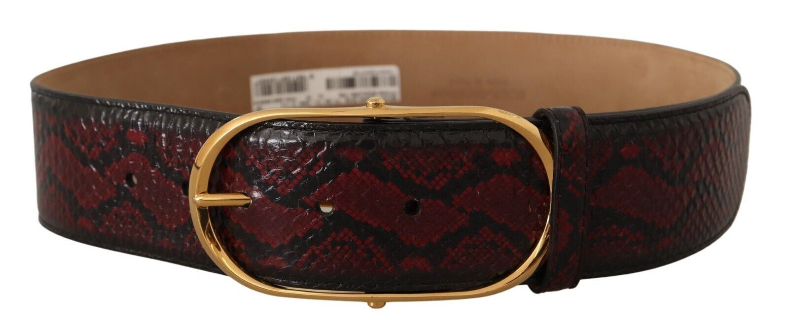 Dolce & Gabbana Red Exotic Leather Gold Oval Buckle Belt Dolce & Gabbana