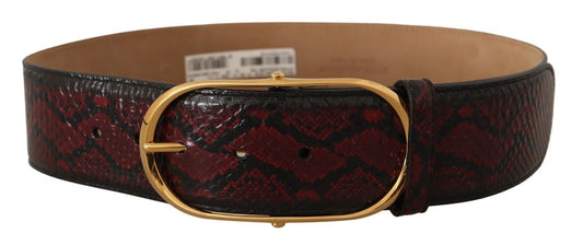Dolce & Gabbana Red Exotic Leather Gold Oval Buckle Belt Dolce & Gabbana