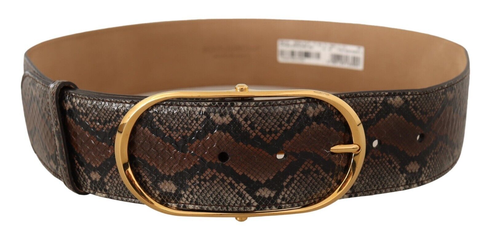 Dolce & Gabbana Brown Exotic Leather Gold Oval Buckle Belt Dolce & Gabbana