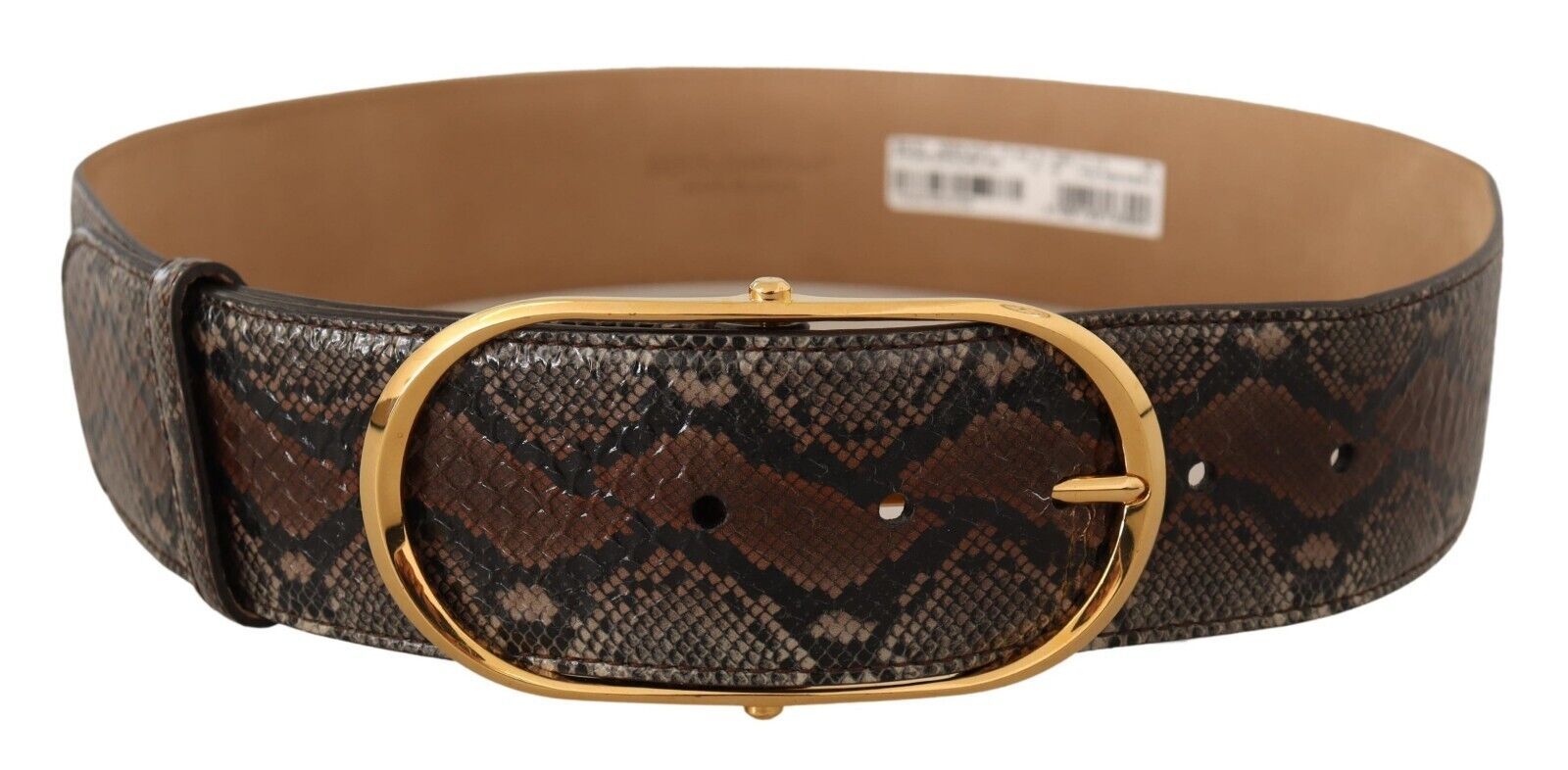 Dolce & Gabbana Brown Exotic Leather Gold Oval Buckle Belt Dolce & Gabbana