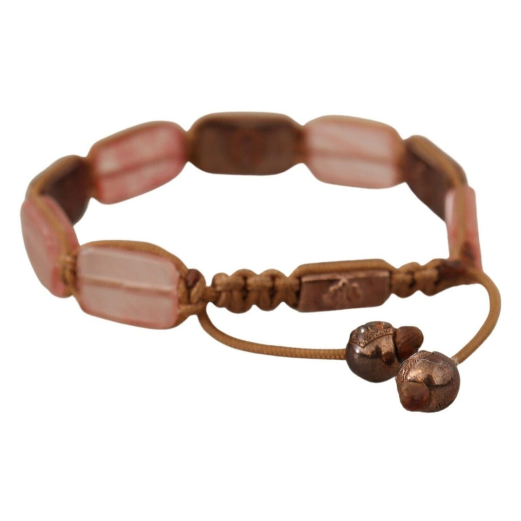Nialaya Multicolor Crystals Logo Embellished Adjustable Bracelet