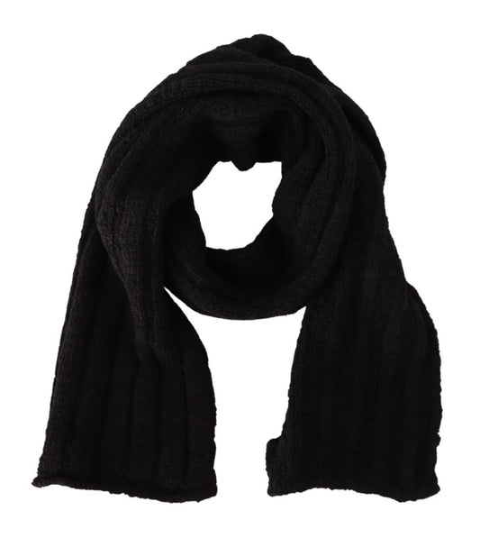 Dolce & Gabbana Black Virgin Wool Knitted Unisex Warmer Shawl Scarf Dolce & Gabbana