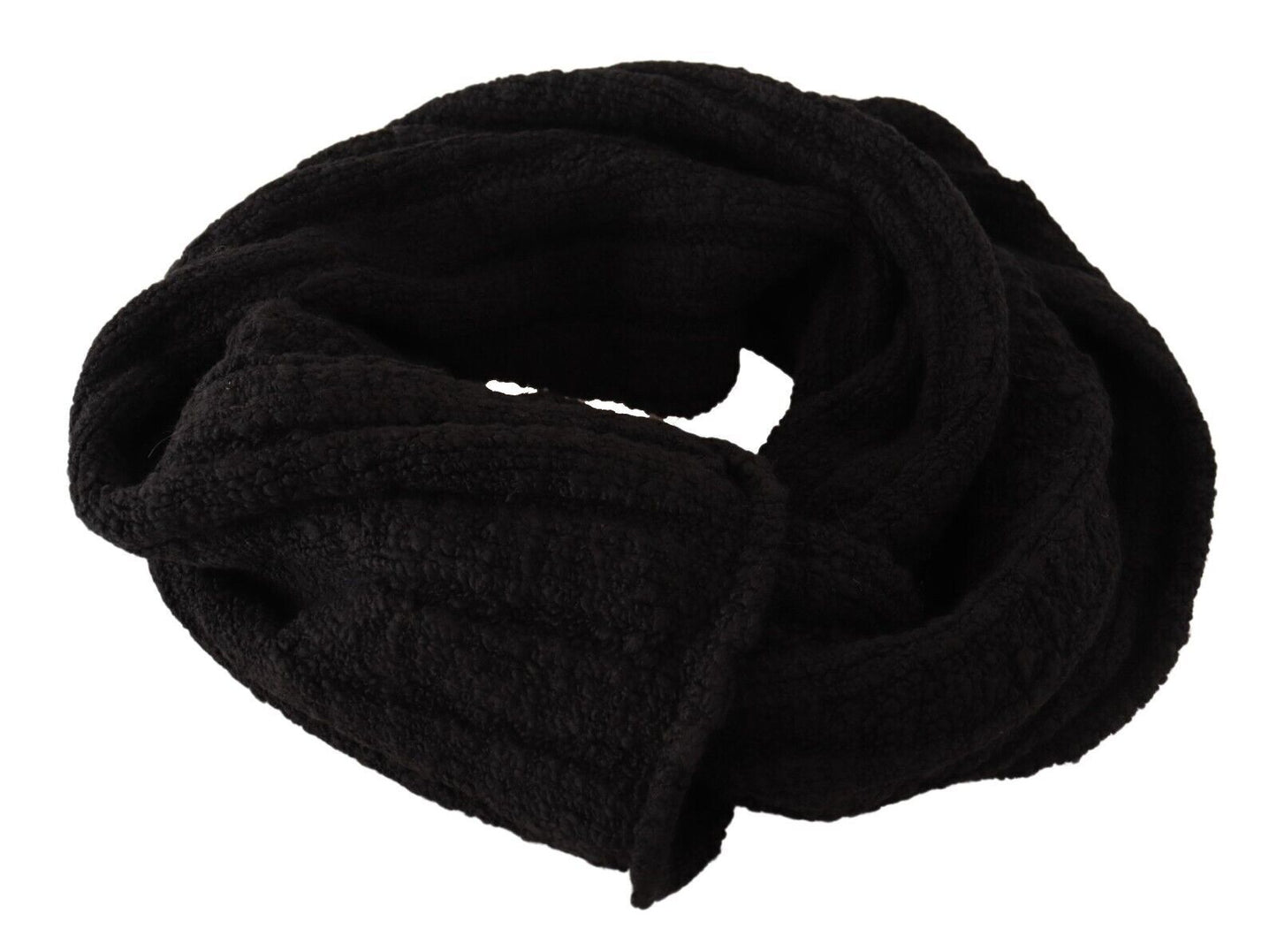 Dolce & Gabbana Black Virgin Wool Knitted Unisex Warmer Shawl Scarf Dolce & Gabbana