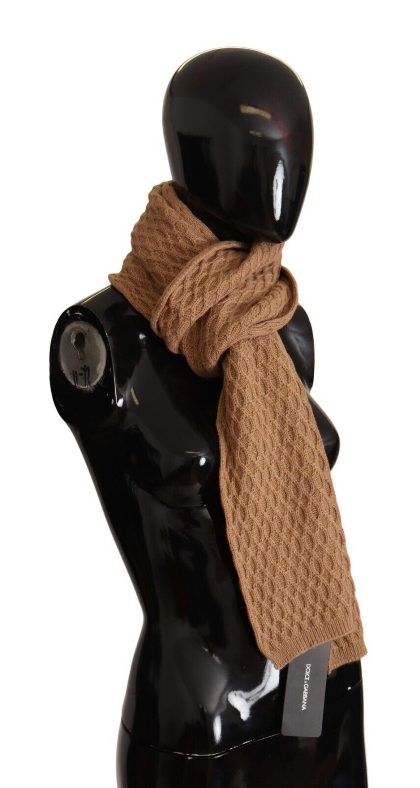 Dolce & Gabbana Dark Brown Wrap Shawl Knitted Camel Scarf Dolce & Gabbana