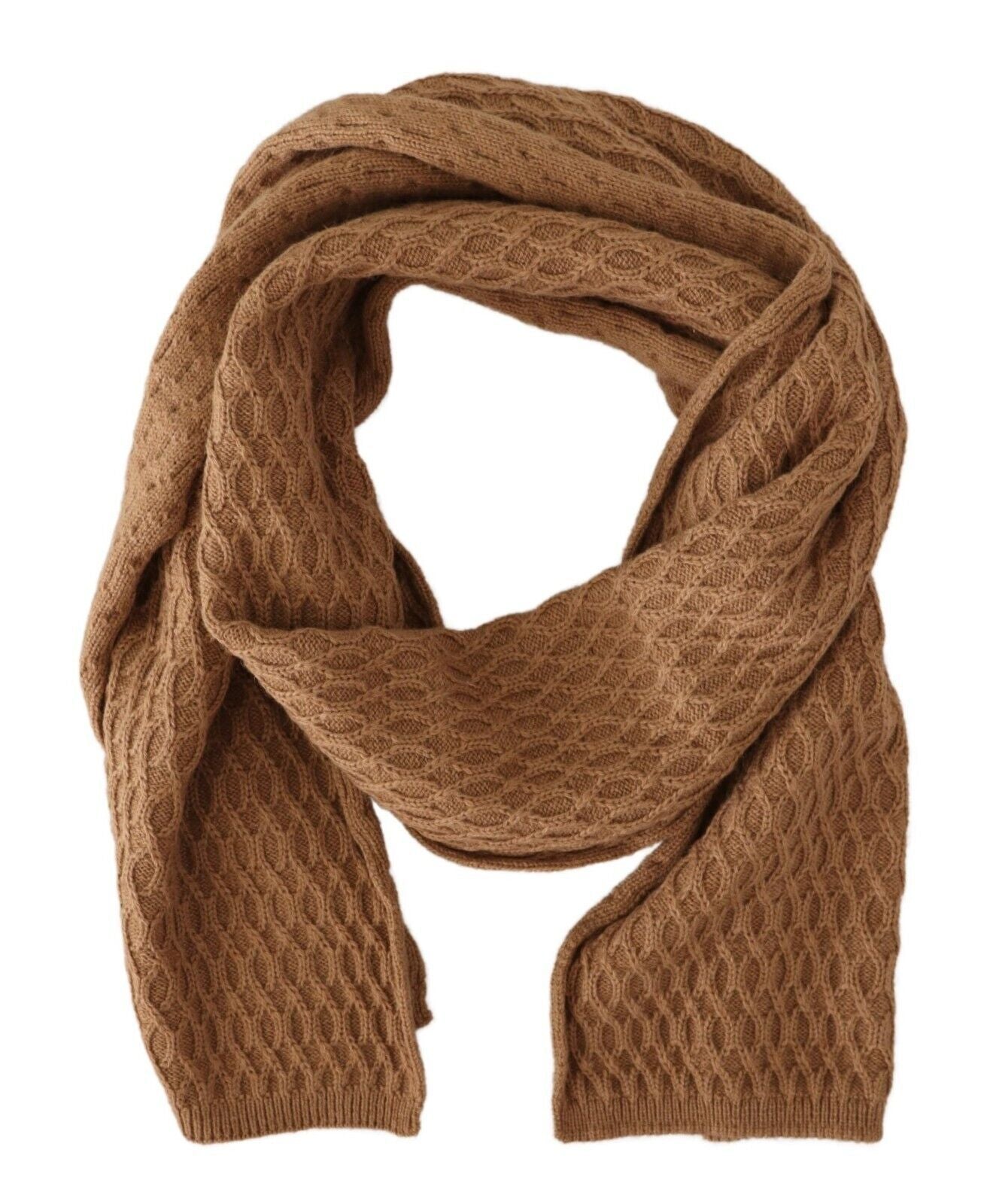 Dolce & Gabbana Dark Brown Wrap Shawl Knitted Camel Scarf Dolce & Gabbana