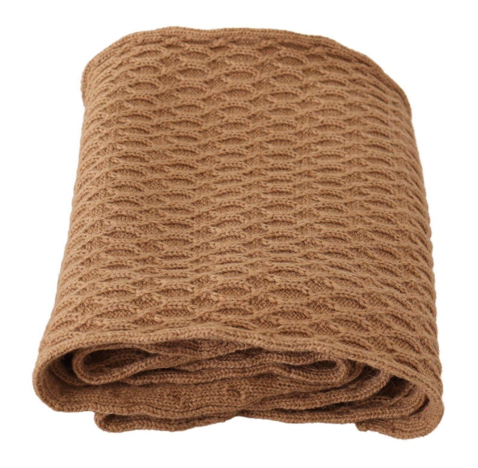 Dolce & Gabbana Dark Brown Wrap Shawl Knitted Camel Scarf Dolce & Gabbana