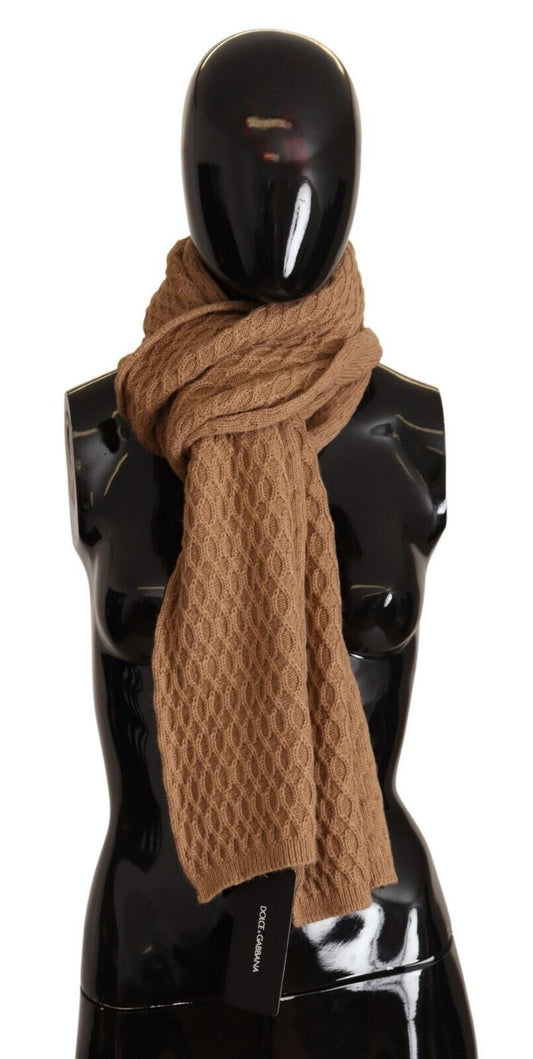 Dolce & Gabbana Dark Brown Wrap Shawl Knitted Camel Scarf Dolce & Gabbana