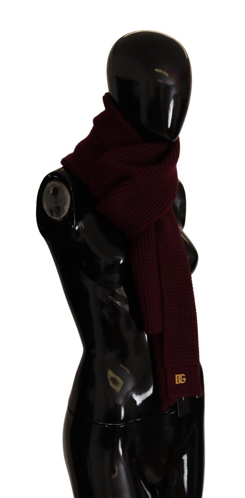 Dolce & Gabbana Dark Red Cashmere Logo Wrap Shawl Knitted Scarf Dolce & Gabbana