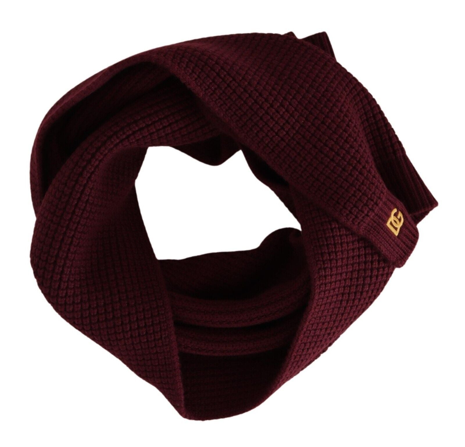 Dolce & Gabbana Dark Red Cashmere Logo Wrap Shawl Knitted Scarf Dolce & Gabbana