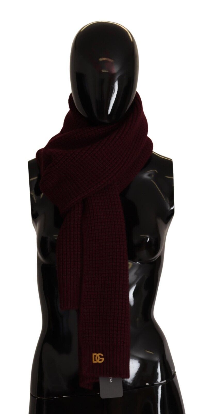 Dolce & Gabbana Dark Red Cashmere Logo Wrap Shawl Knitted Scarf Dolce & Gabbana