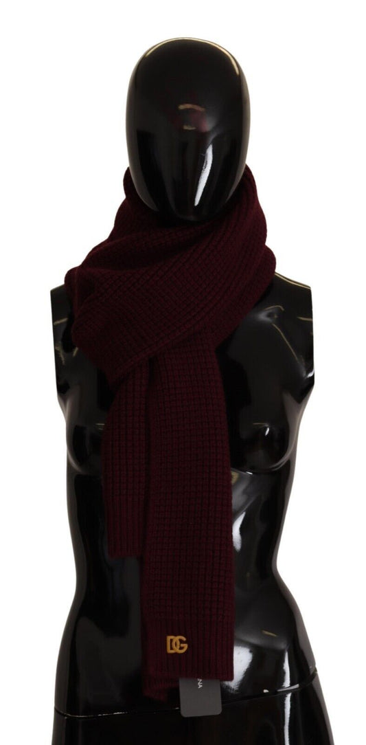 Dolce & Gabbana Dark Red Cashmere Logo Wrap Shawl Knitted Scarf Dolce & Gabbana