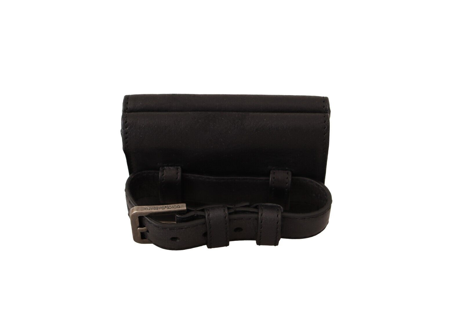 Dolce & Gabbana Black Leather Trifold Purse Belt Strap Multi Kit Wallet Dolce & Gabbana