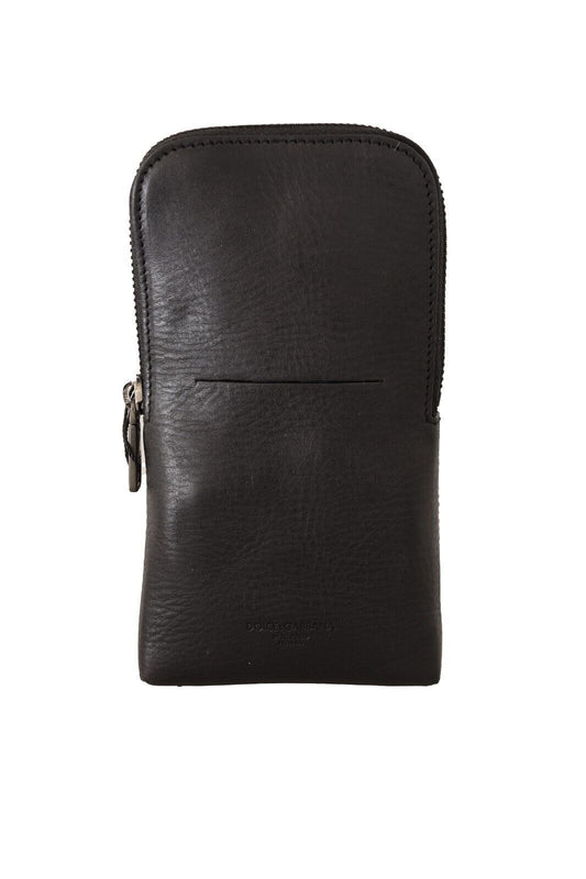 Dolce & Gabbana Black Leather Purse Double Belt Strap Multi Kit Wallet Dolce & Gabbana