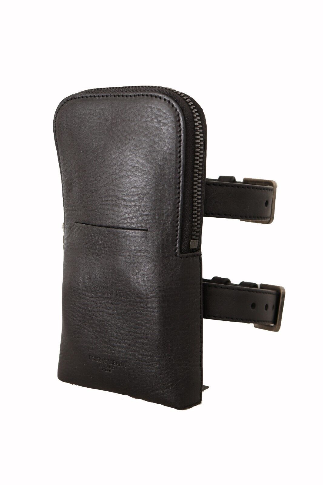 Dolce & Gabbana Black Leather Purse Double Belt Strap Multi Kit Wallet Dolce & Gabbana