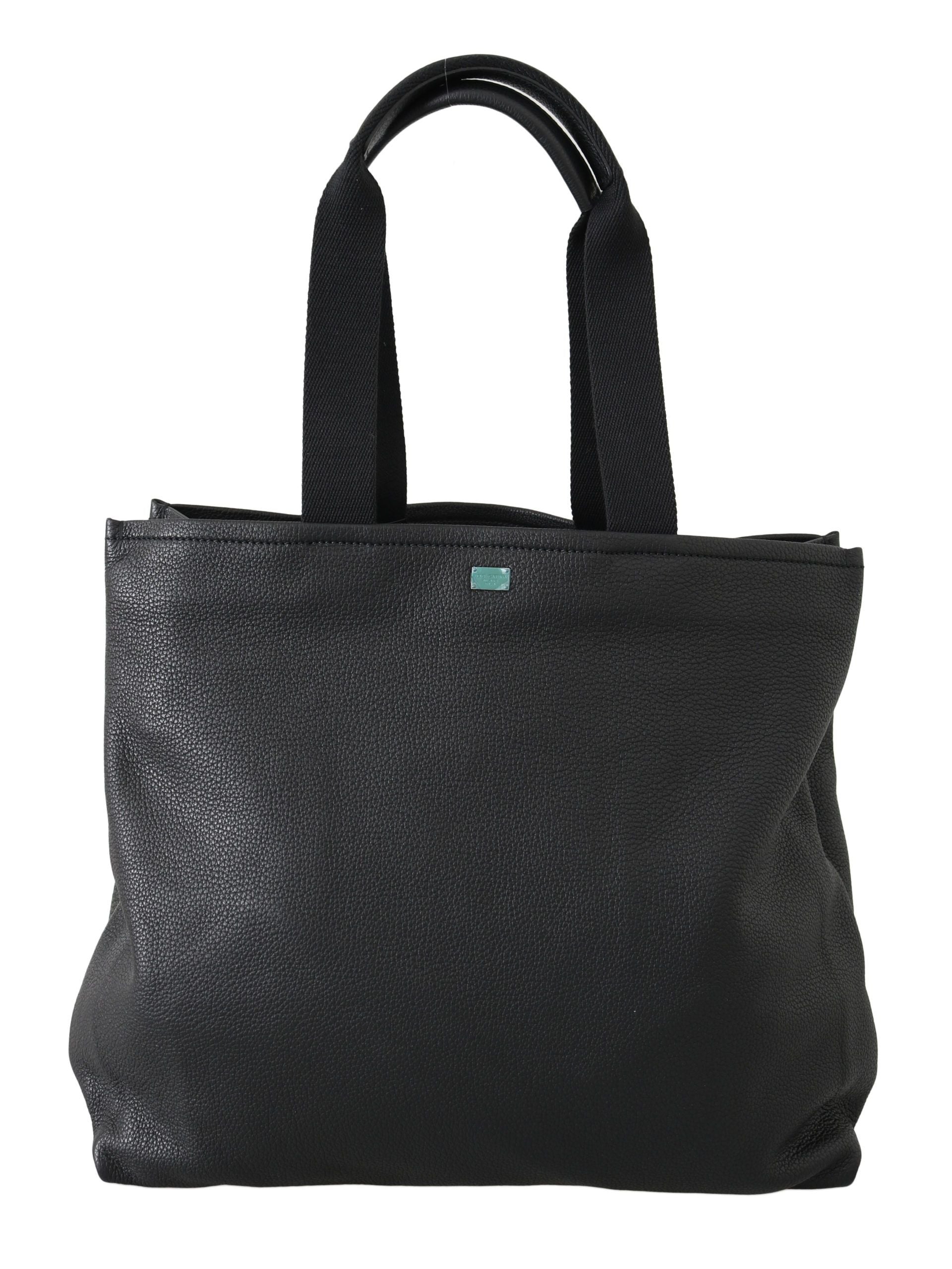 Dolce & Gabbana Black Leather Travel Shopping Gym #DGFAMILY Tote Bag Dolce & Gabbana