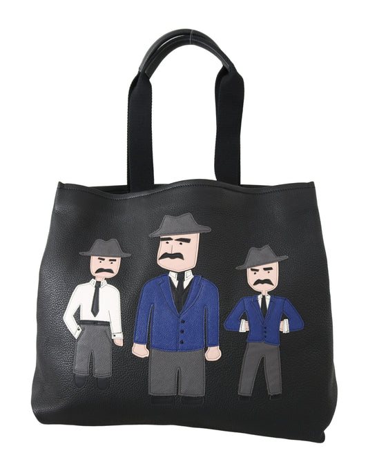 Dolce & Gabbana Black Leather Travel Shopping Gym #DGFAMILY Tote Bag Dolce & Gabbana