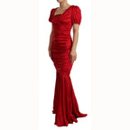 Dolce & Gabbana Red Silk Stretch Sheath Mermaid Gown Dress