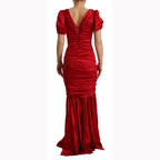 Dolce & Gabbana Red Silk Stretch Sheath Mermaid Gown Dress