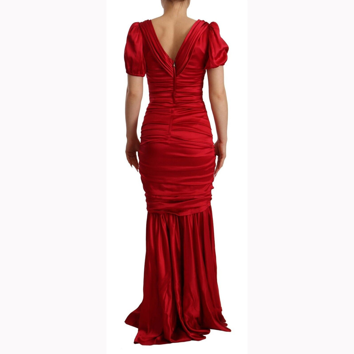 Dolce & Gabbana Red Silk Stretch Sheath Mermaid Gown Dress