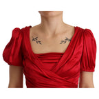Dolce & Gabbana Red Silk Stretch Sheath Mermaid Gown Dress