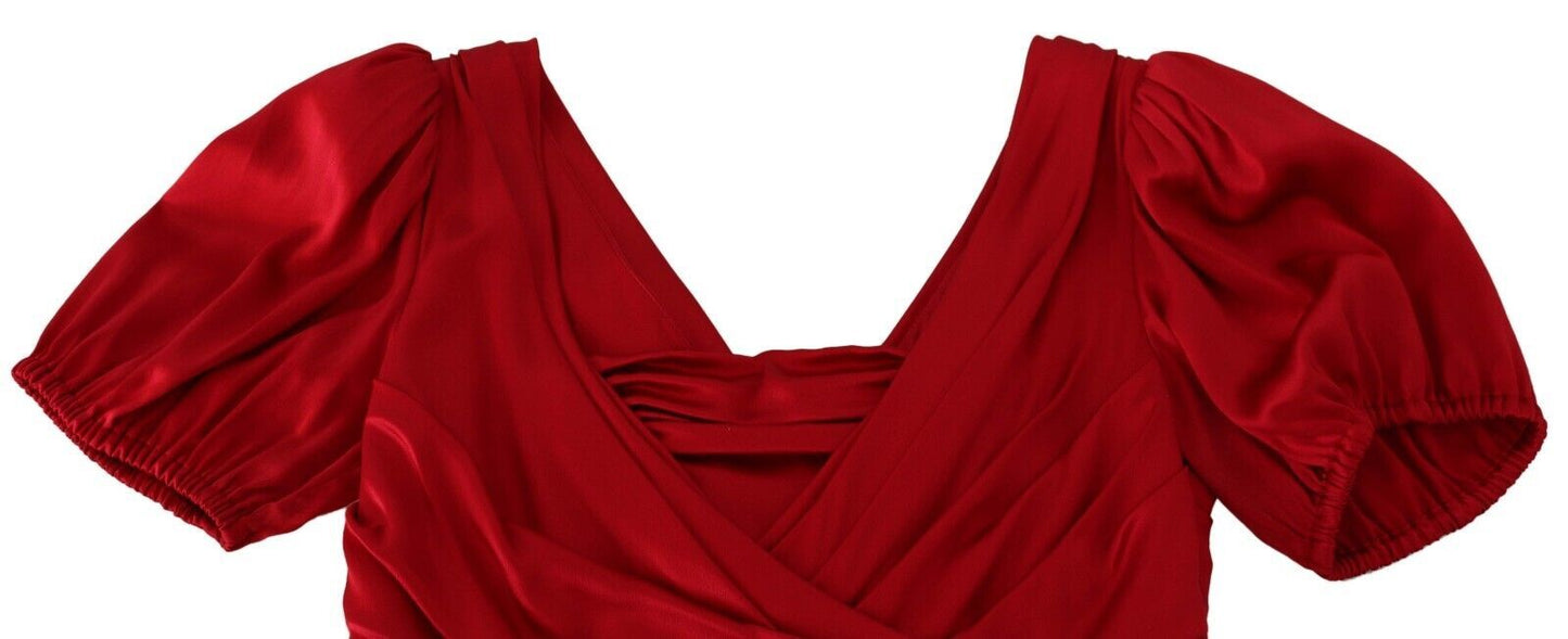 Dolce & Gabbana Red Silk Stretch Sheath Mermaid Gown Dress Dolce & Gabbana