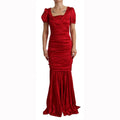 Dolce & Gabbana Red Silk Stretch Sheath Mermaid Gown Dress