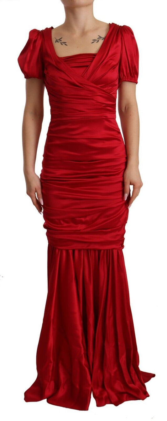 Dolce & Gabbana Red Silk Stretch Sheath Mermaid Gown Dress Dolce & Gabbana