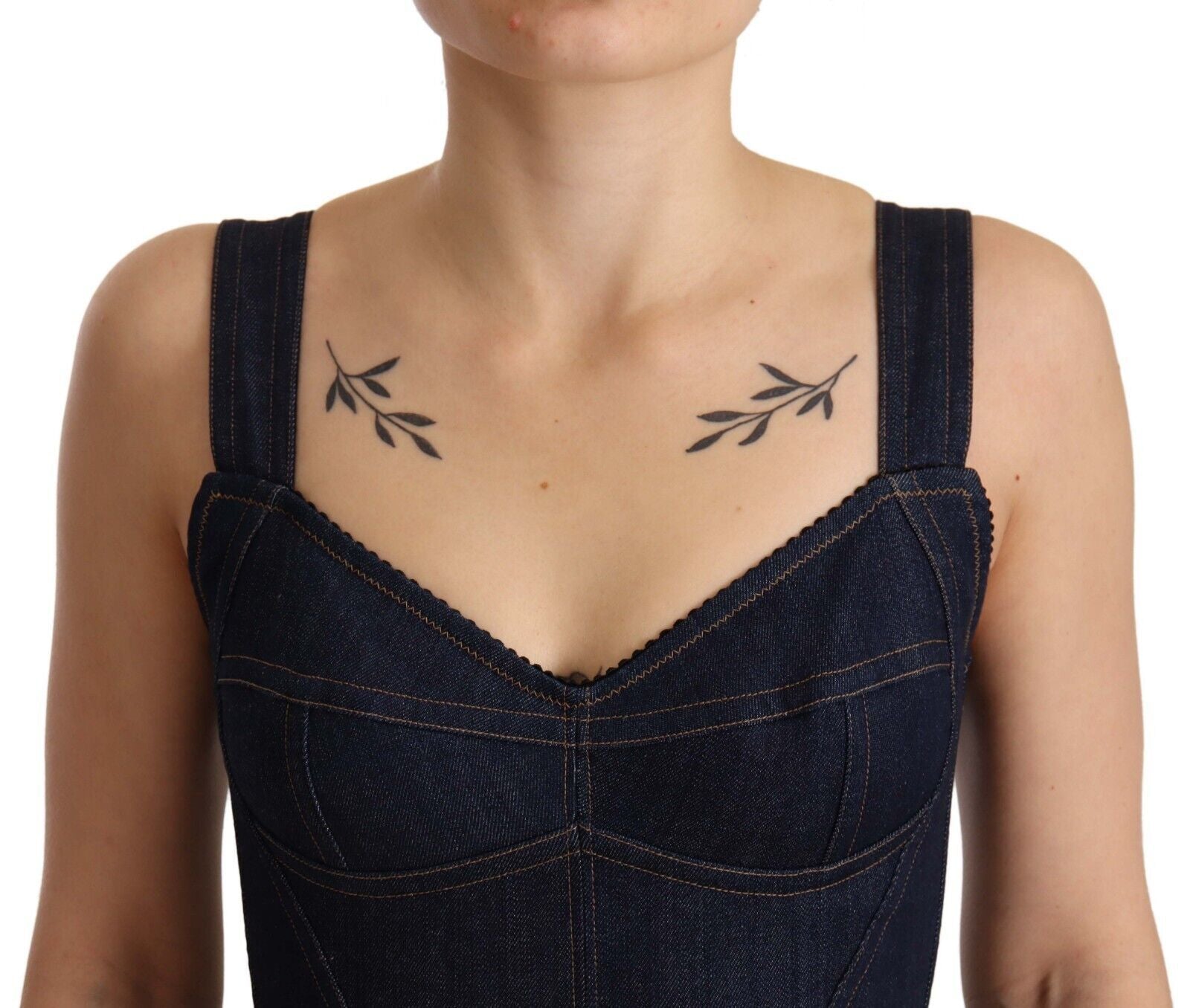 Dolce & Gabbana Dark Blue Cotton Denim Sheath Midi Dress Dolce & Gabbana