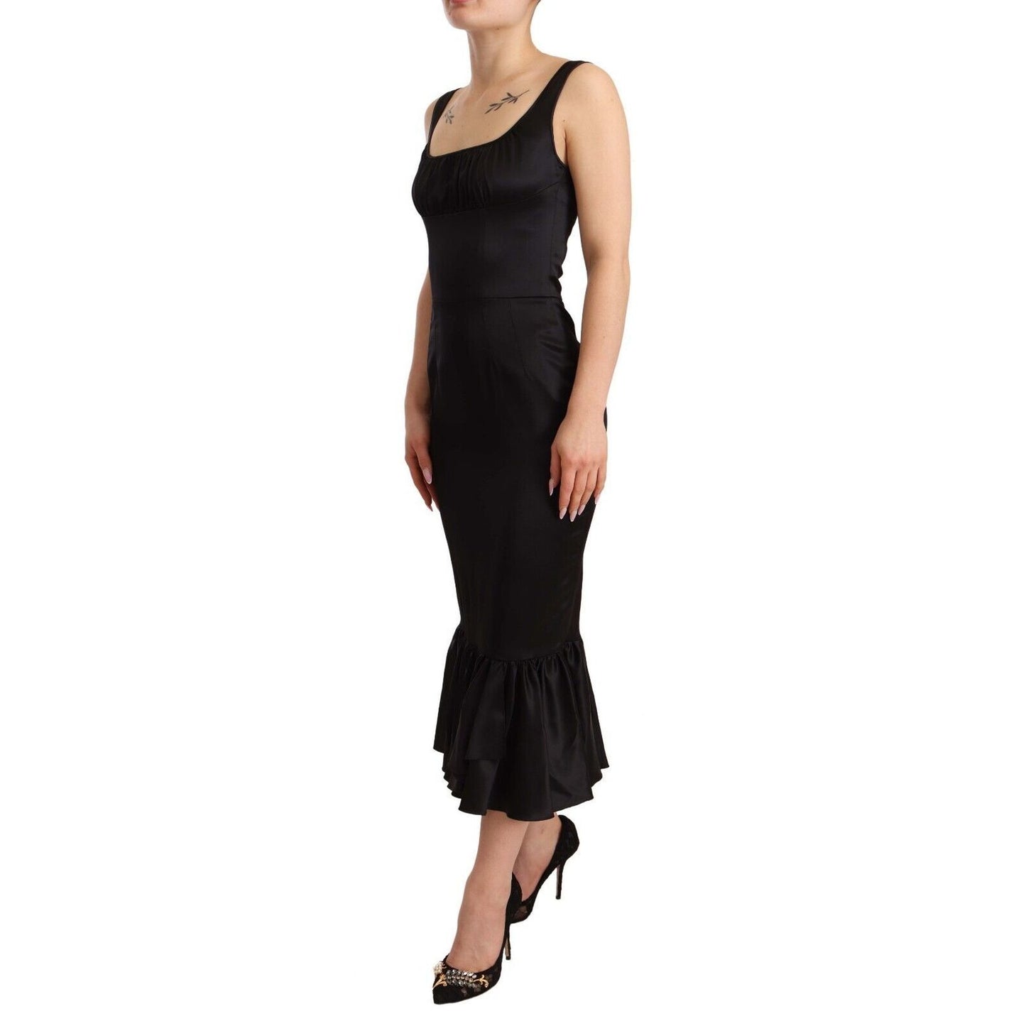 Dolce & Gabbana Black Silk Stretch Sheath Mermaid Midi Dress Dolce & Gabbana