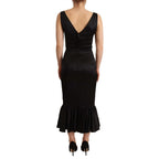 Dolce & Gabbana Black Silk Stretch Sheath Mermaid Midi Dress