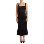 Dolce & Gabbana Black Silk Stretch Sheath Mermaid Midi Dress
