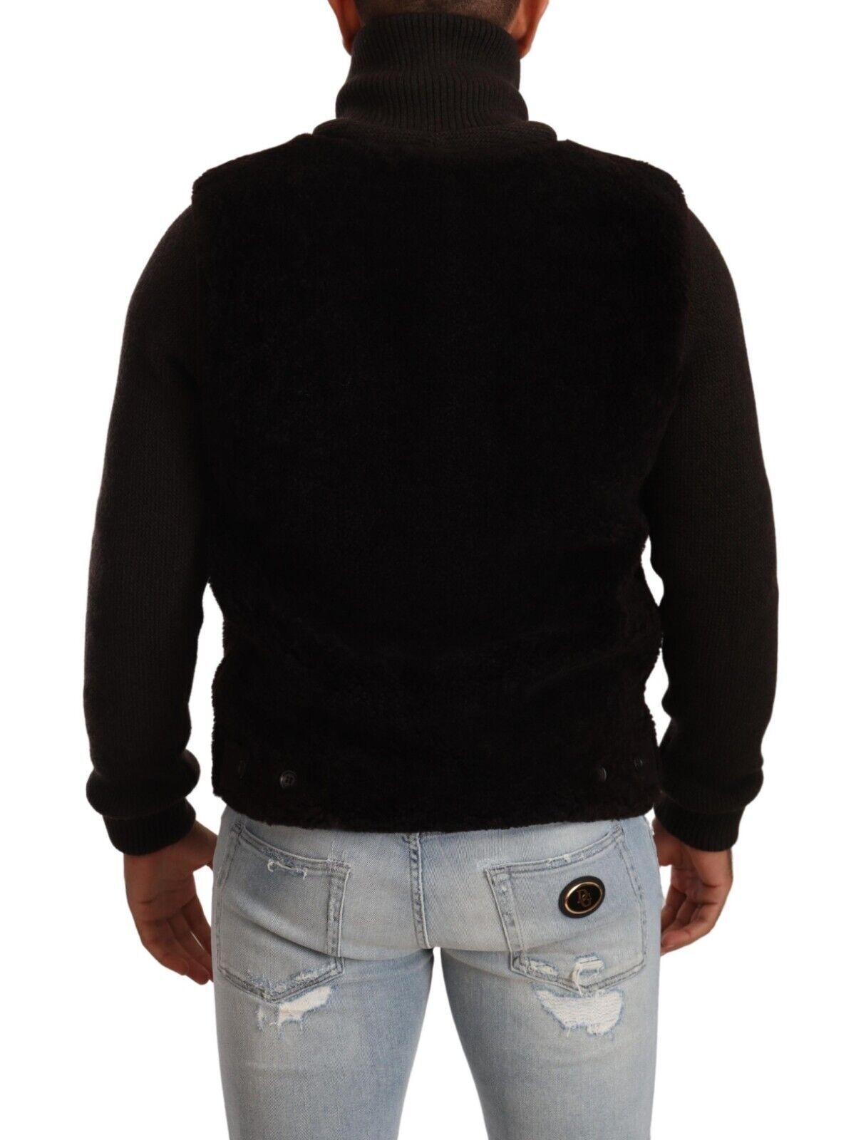 Dolce & Gabbana Black Leather Mens Turtle Neck Coat Jacket Dolce & Gabbana