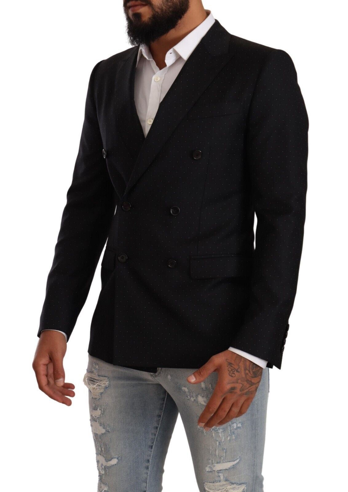 Dolce & Gabbana Black Dotted Double Breasted MARTINI Jacket Dolce & Gabbana