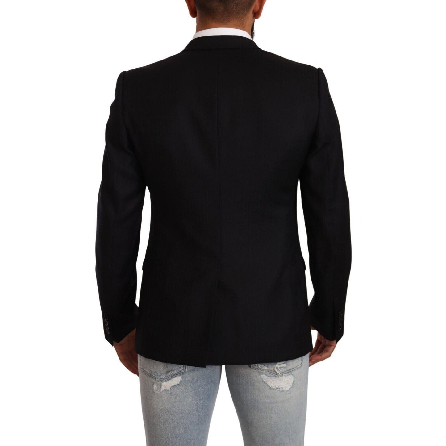 Dolce & Gabbana Black Wool Single Breasted Suit GOLD Jacket Dolce & Gabbana