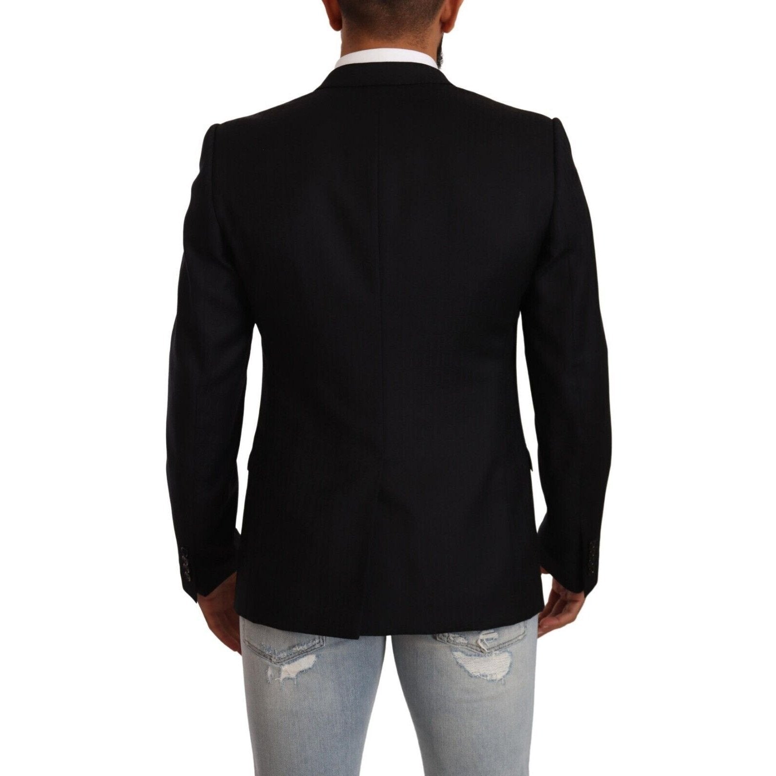 Dolce & Gabbana Black Wool Single Breasted Suit GOLD Jacket Dolce & Gabbana