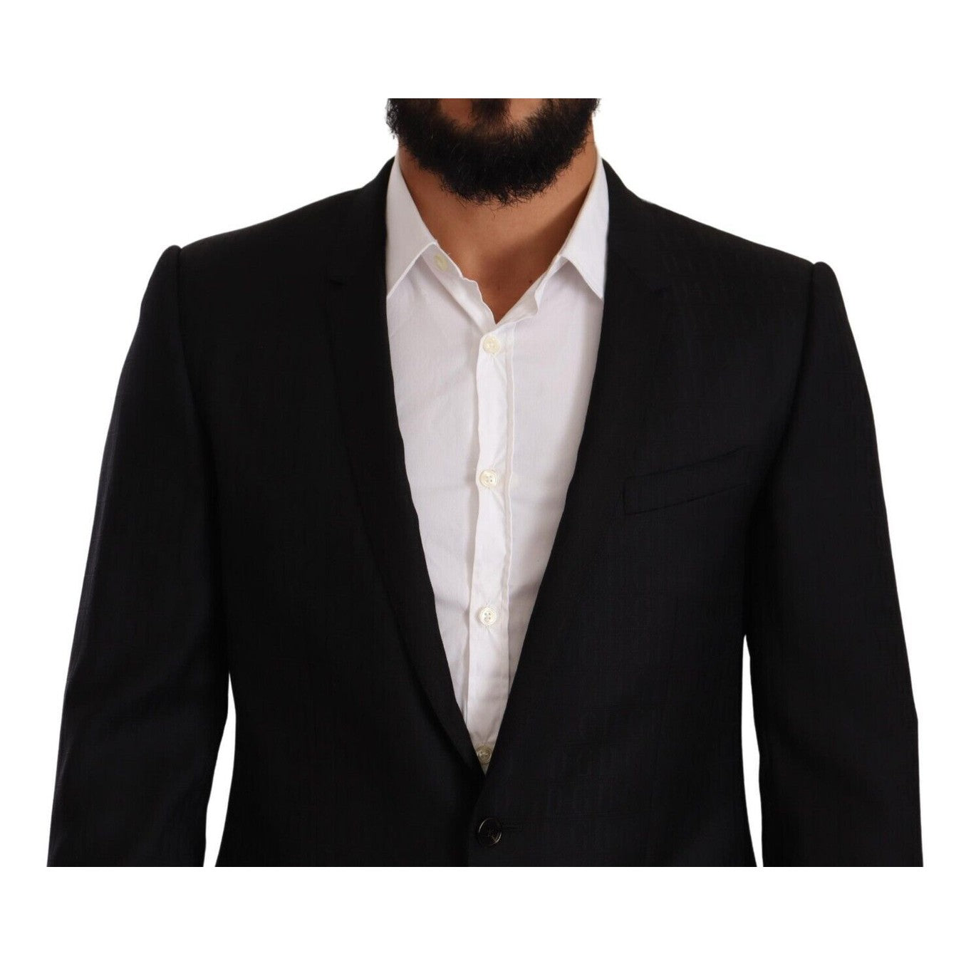 Dolce & Gabbana Black Wool Single Breasted Suit GOLD Jacket Dolce & Gabbana
