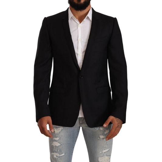 Dolce & Gabbana Black Wool Single Breasted Suit GOLD Jacket Dolce & Gabbana