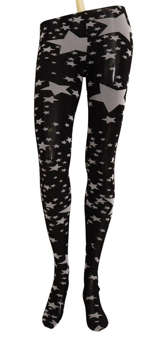 Dolce & Gabbana Black White Stars Print Nylon Stockings Dolce & Gabbana